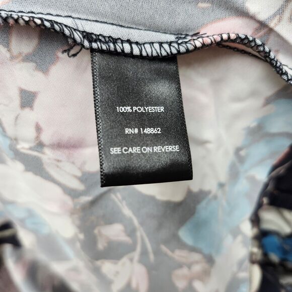 Torrid Midi Dress Womens 6X Black Floral Elastic Waist Button Up Long Sleeves - Picture 7 of 9